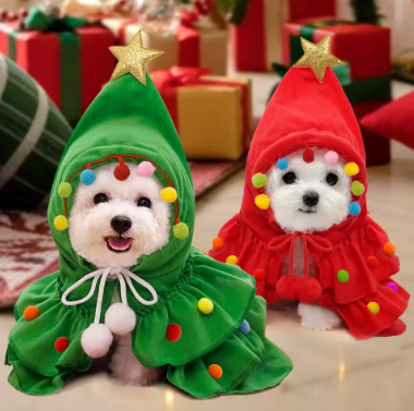 Capa Navideña de arbolito para Perros