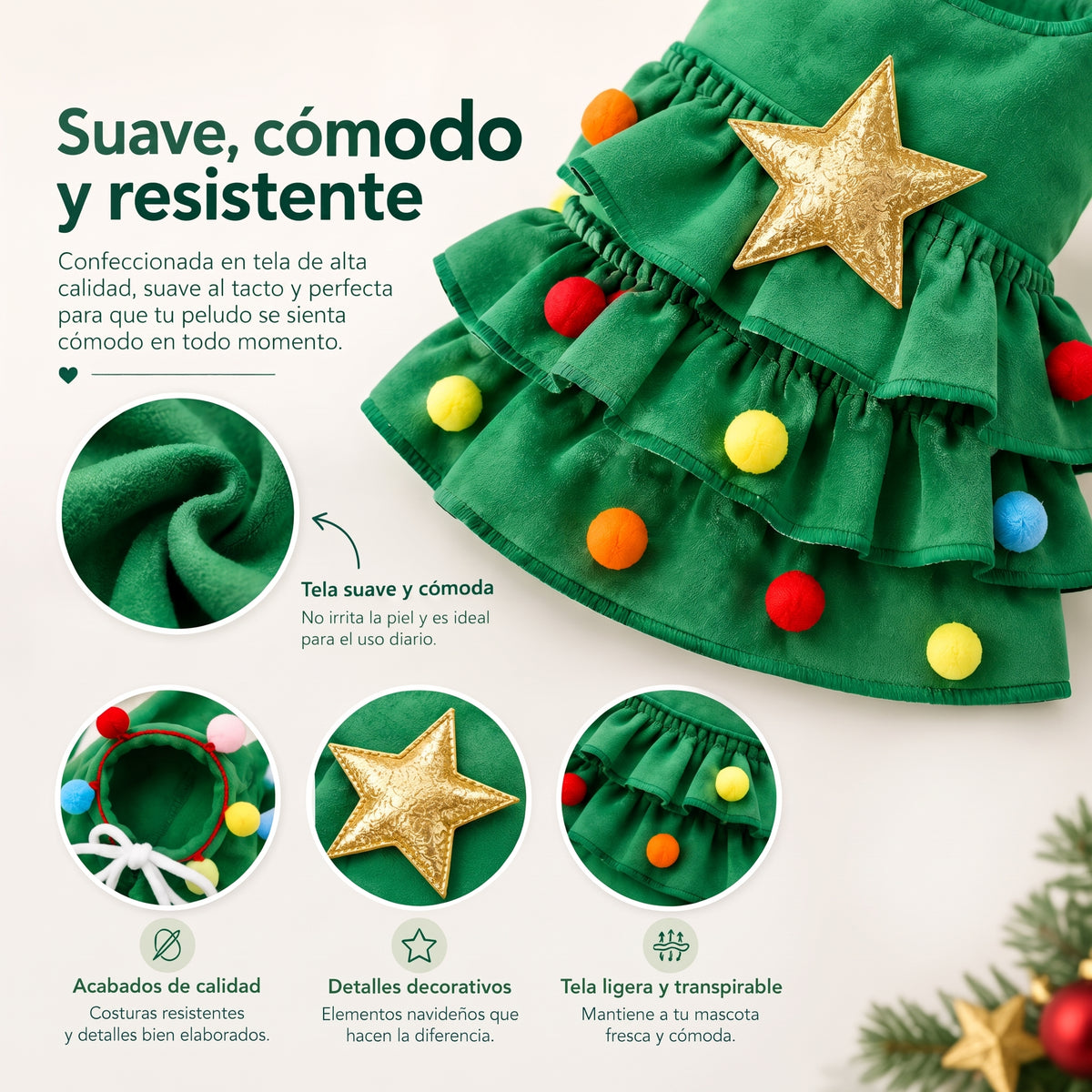 Capa Navideña de arbolito para Perros