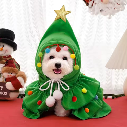 Capa Navideña de arbolito para Perros