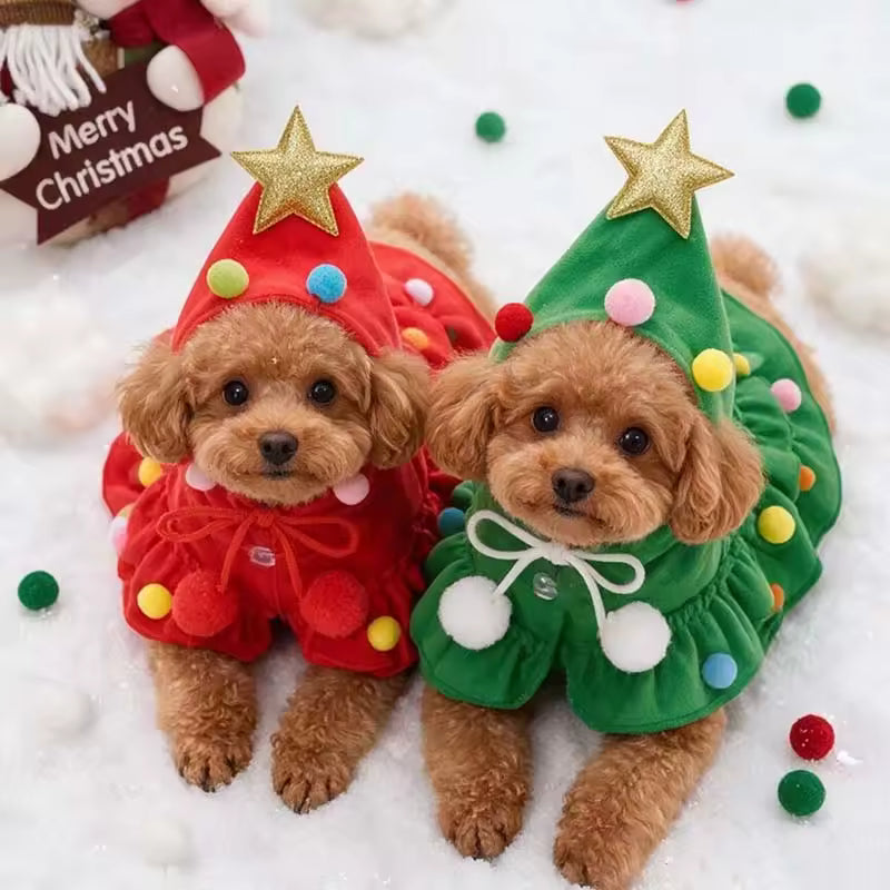 Capa Navideña de arbolito para Perros